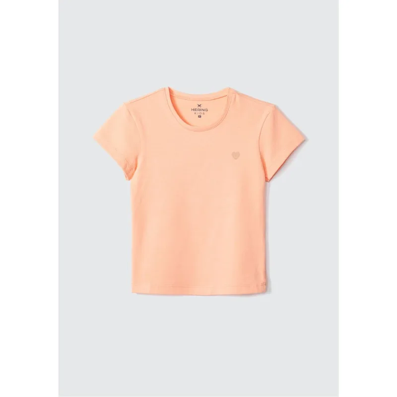 Blusa Básica Infantil Menina Toddler Manga Curta - Laranja 004