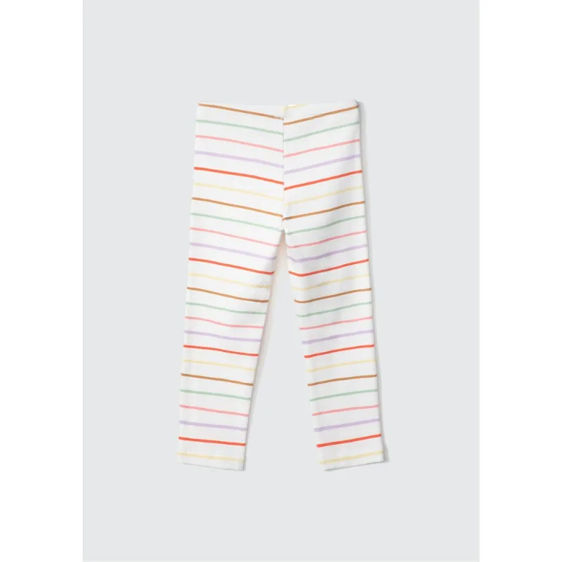 Calça Legging Infantil Menina Toddler Listrada - Off white 002
