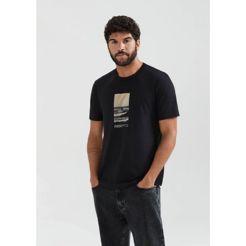 Camiseta Masculina Manga Curta Com Estampa - Preto EXG