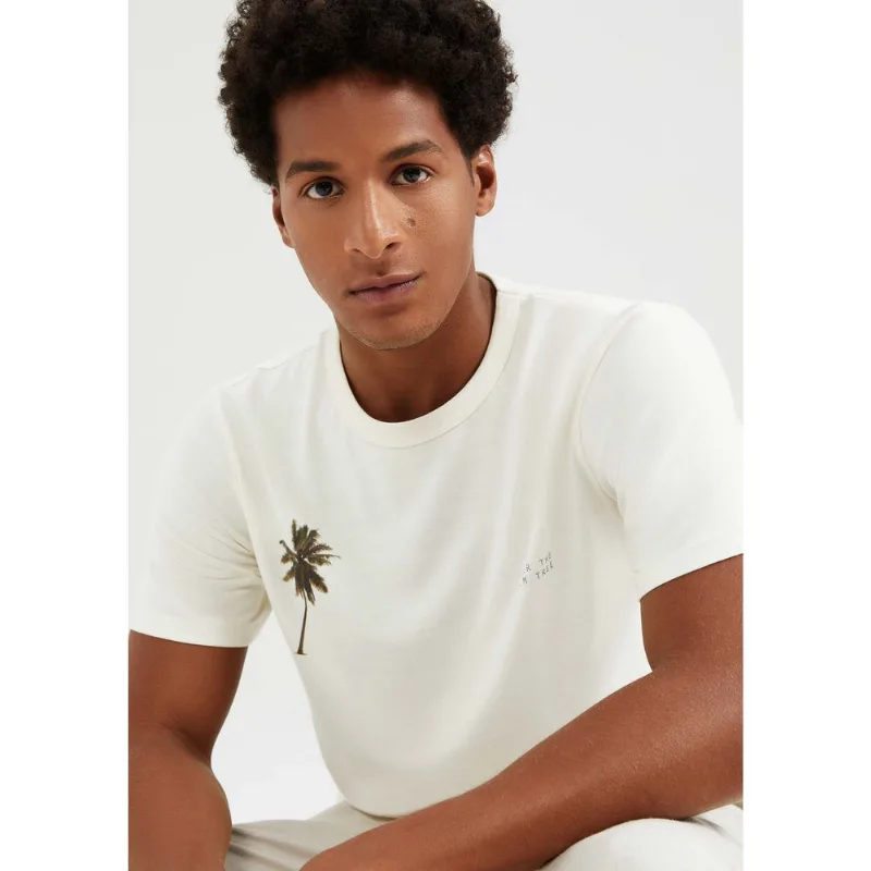 Camiseta Masculina Manga Curta Com Estampa - Off white EXG