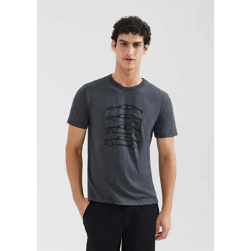 Camiseta Masculina Manga Curta Com Estampa - Cinza M