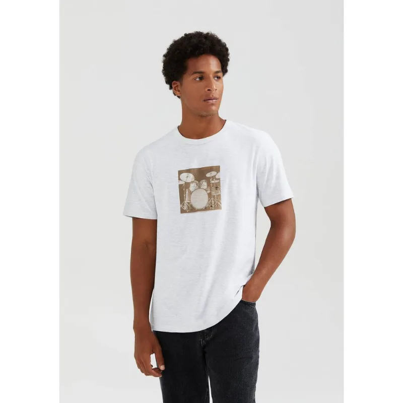 Camiseta Masculina Manga Curta Com Estampa - Off white M