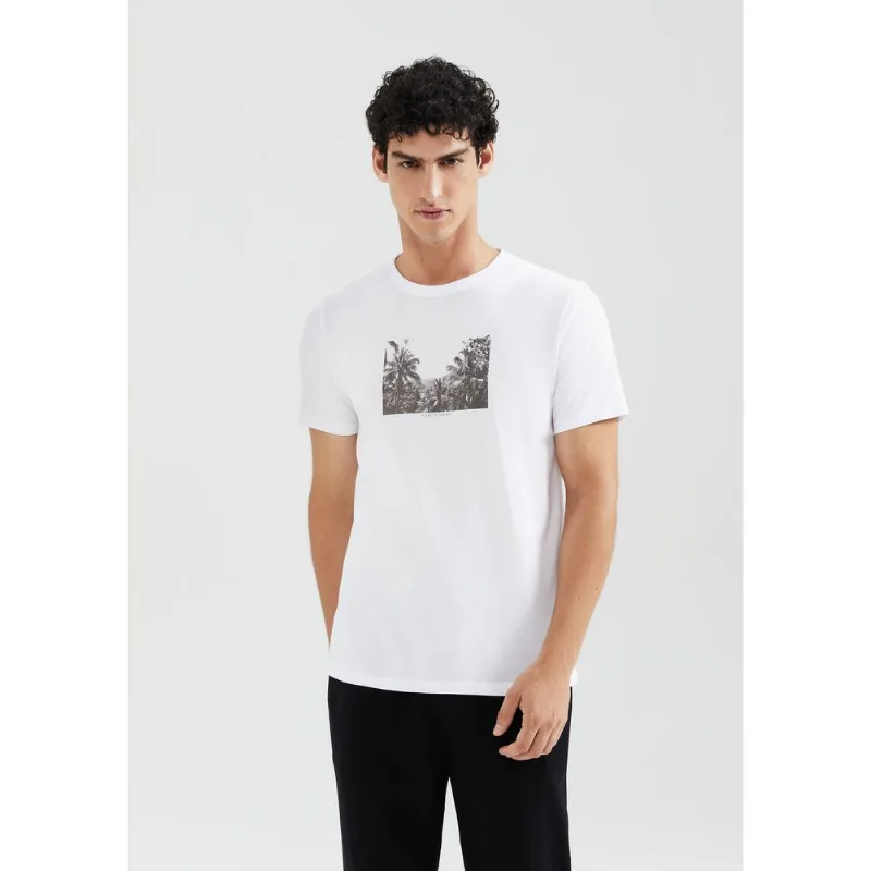 Camiseta Masculina Manga Curta Com Estampa - Branco XG