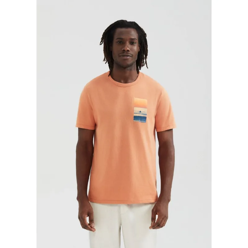 Camiseta Masculina Manga Curta Com Estampa - Marrom M
