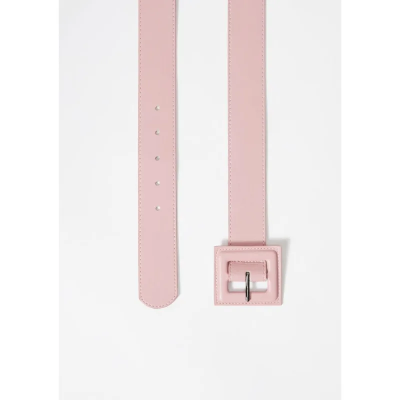 Cinto Feminino Sintético Com Fivela Quadrada - Rosa M