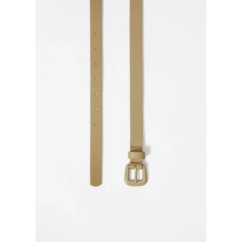 Cinto Feminino Fino Com Fivela De Metal - Caqui M