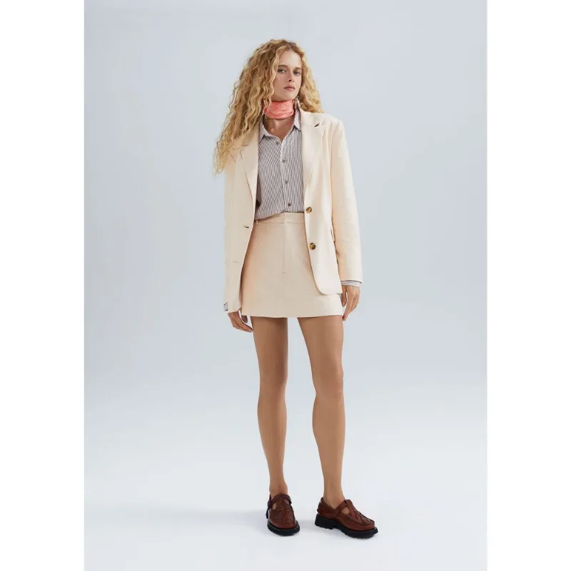 Blazer Feminino Em Viscolinho - Nude G
