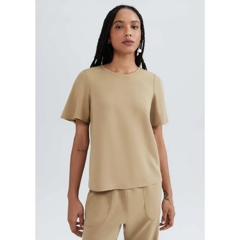 Blusa Feminina Manga Evasê Em Viscose Creponada - Caqui G