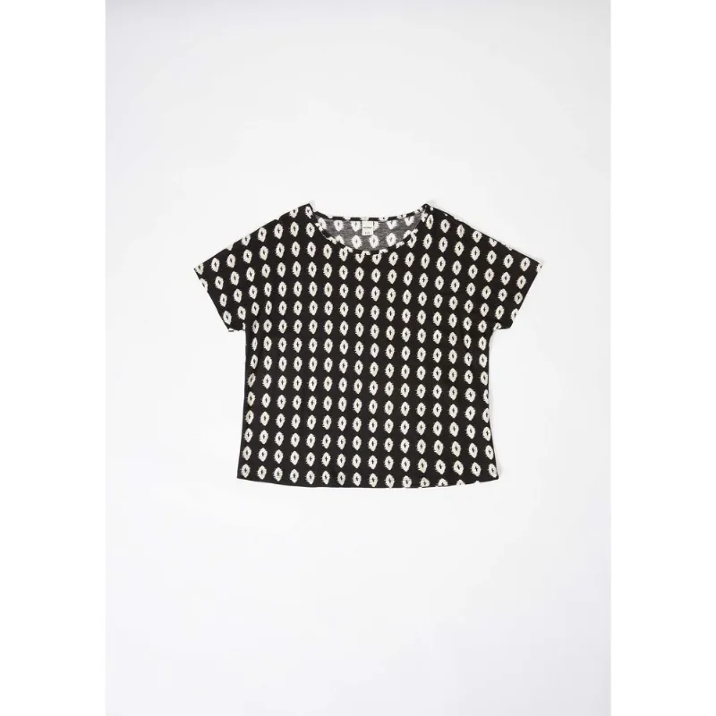 Blusa Estampada Feminina Manga Curta - Preto G