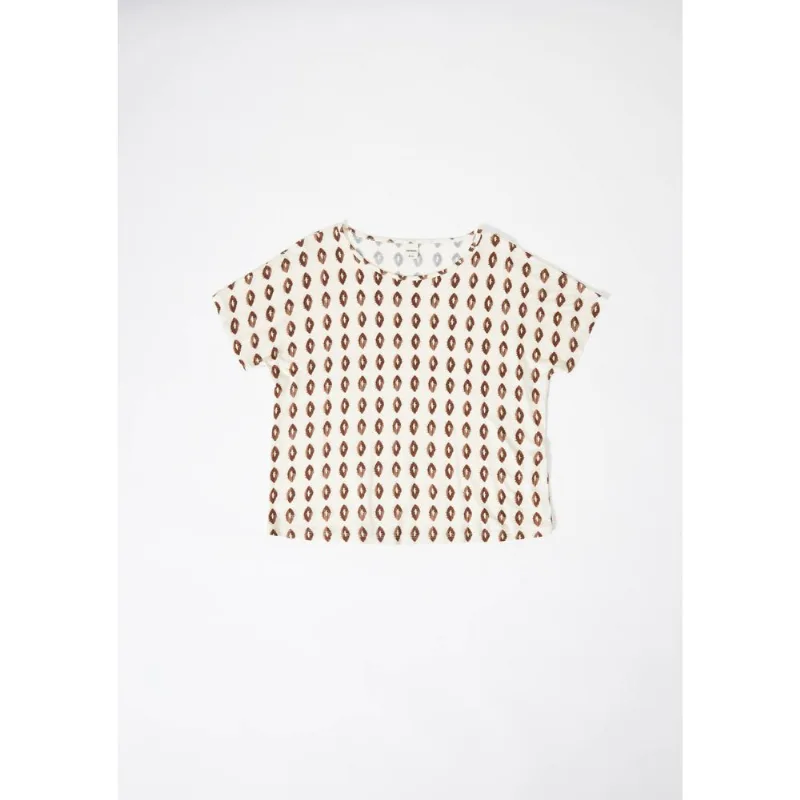Blusa Feminina Manga Curta Estampada - Bege XXG