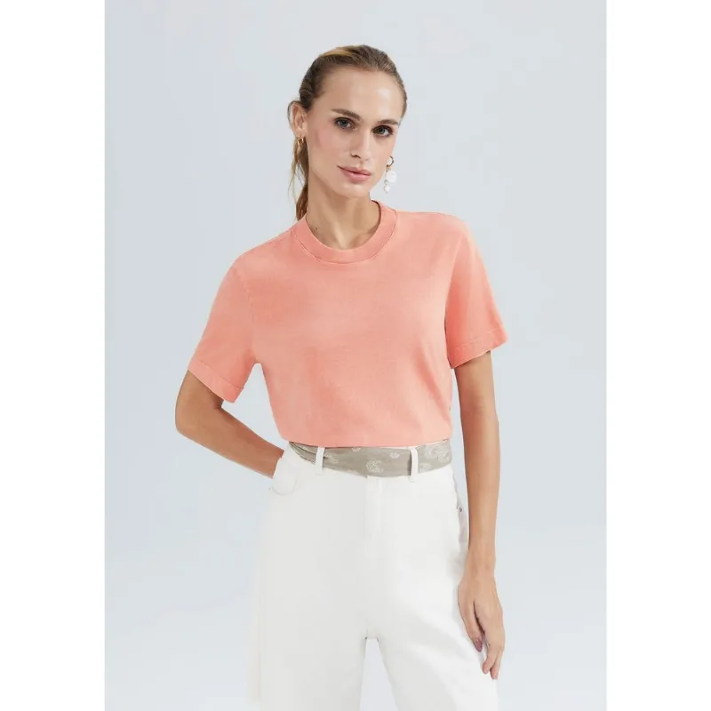 Camiseta Básica Feminina Estonada Soft - Laranja P