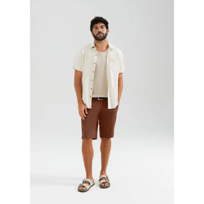 Bermuda Básica Masculina Chino Reta Em Sarja - Marrom 052