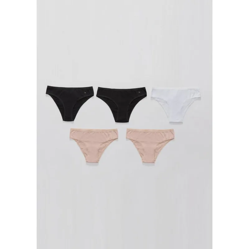 Kit 5 Calcinhas Básicas Modelagem Biquíni - Multicolorido XG