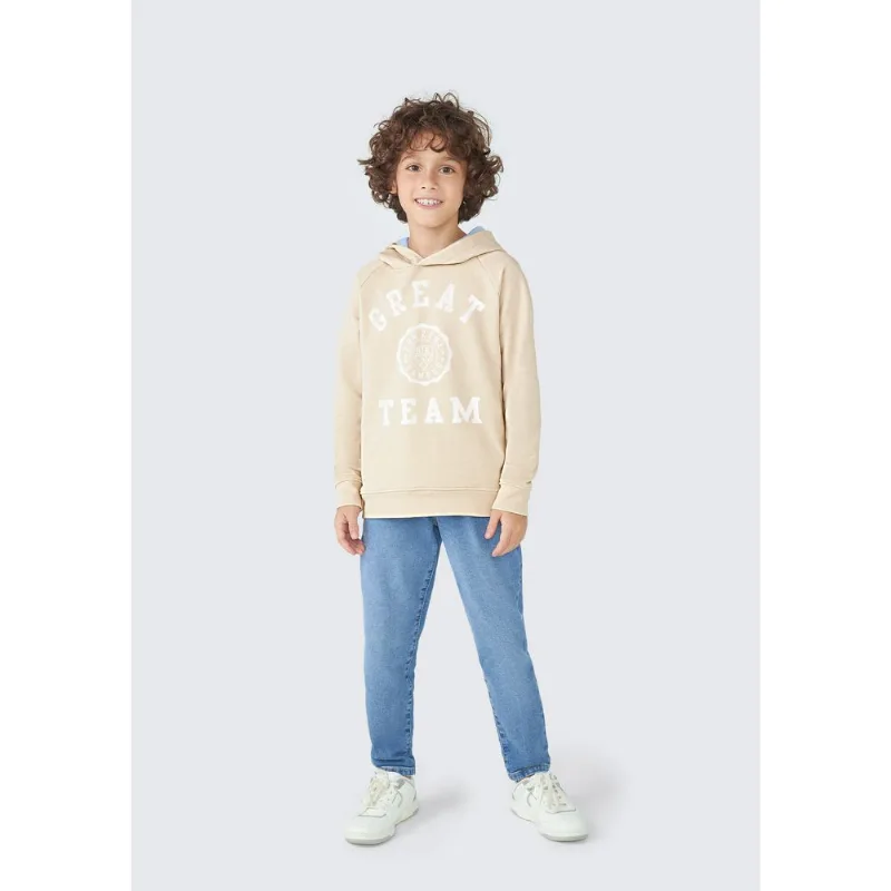 Blusão Infantil Menino Em Moletom Com Capuz - Bege 010