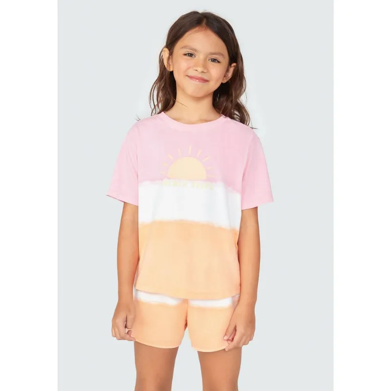 Blusa Infantil Menina Manga Curta Dip Dye - Rosa 008