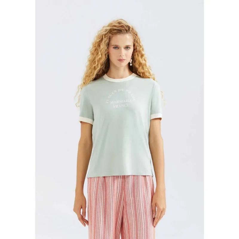 Blusa Feminina Manga Curta Com Estampa - Verde G