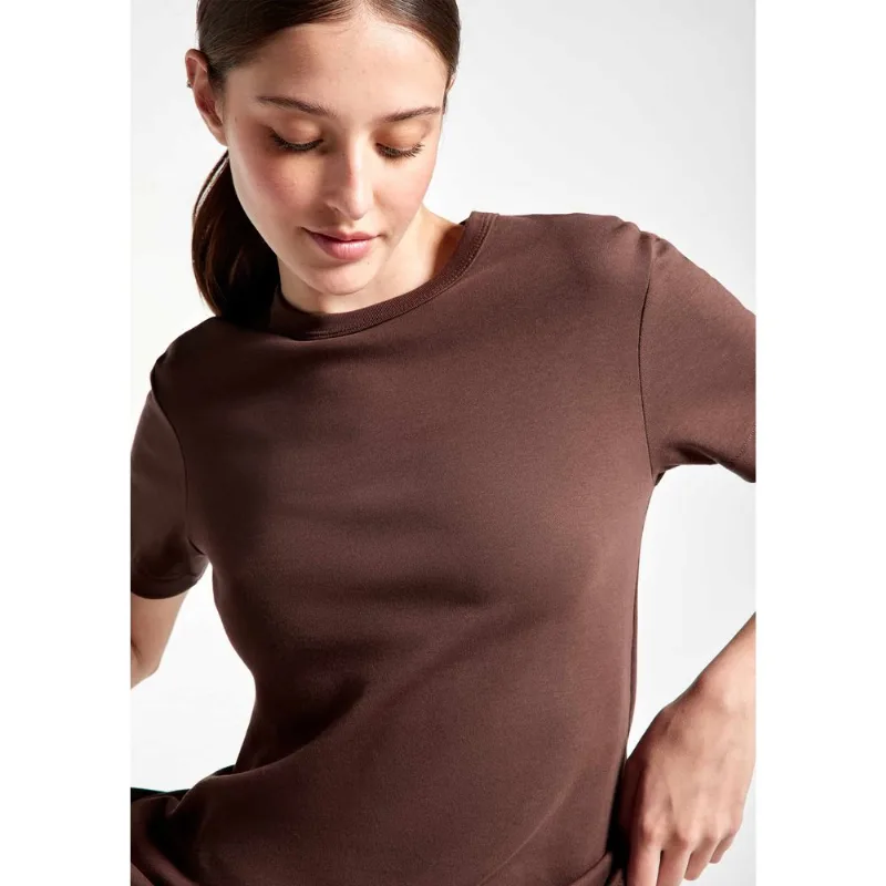 Camiseta Básica Feminina Manga Curta Mid - Marrom XG