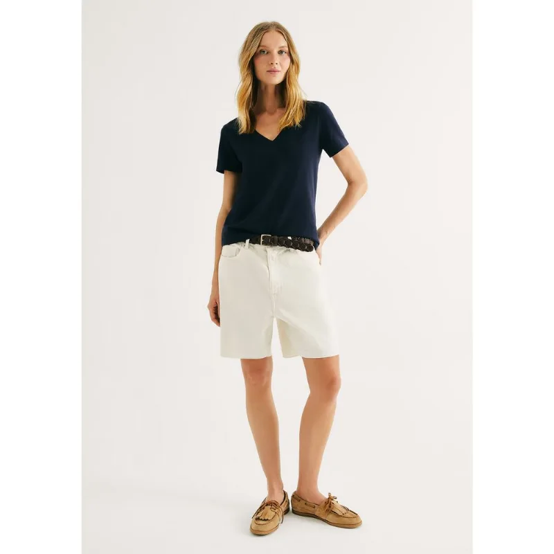Bermuda Feminina Cintura Média Em Sarja - Off white 040
