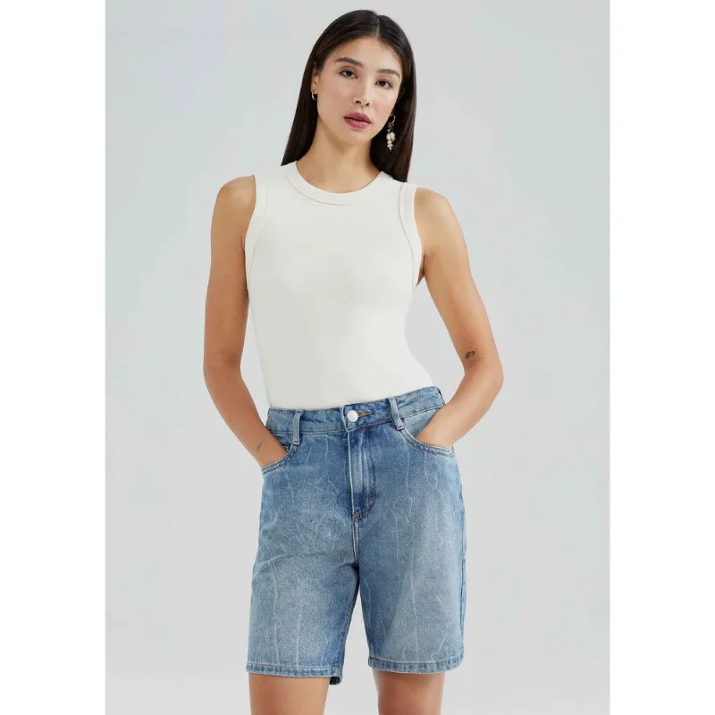 Bermuda Jeans Feminina Cintura Média - Azul 038