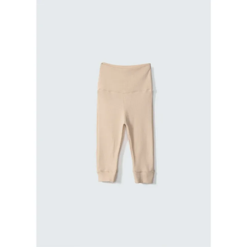 Calça Bebê Unissex Em Cós Alto - Marrom 03M