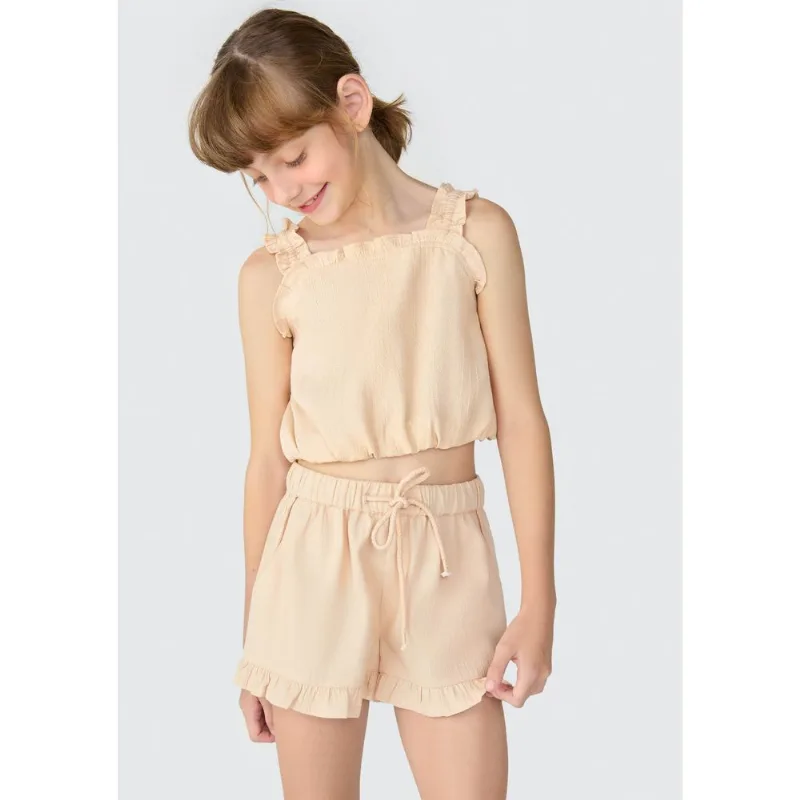 Blusa Cropped Infantil Menina - Marrom 014