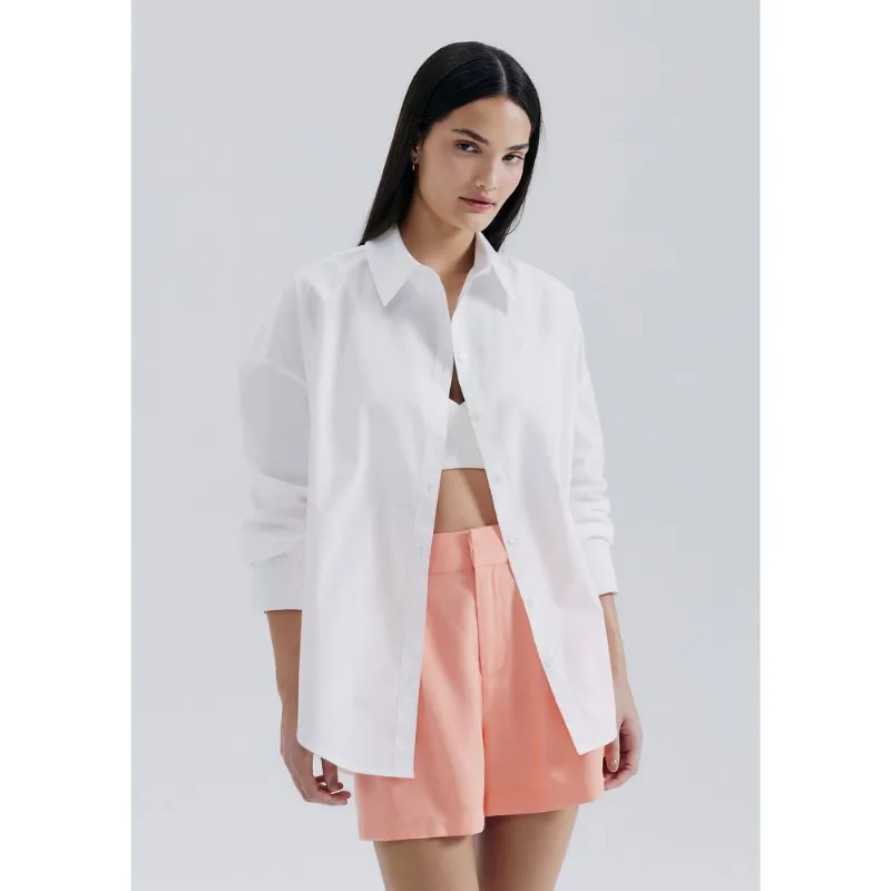 Camisa Feminina Manga Longa Oversized - Off white XG