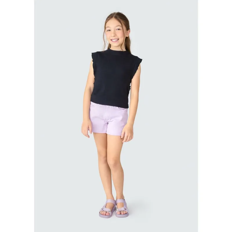 Blusa Infantil Menina Em Ribana Com Babados - Preto 014