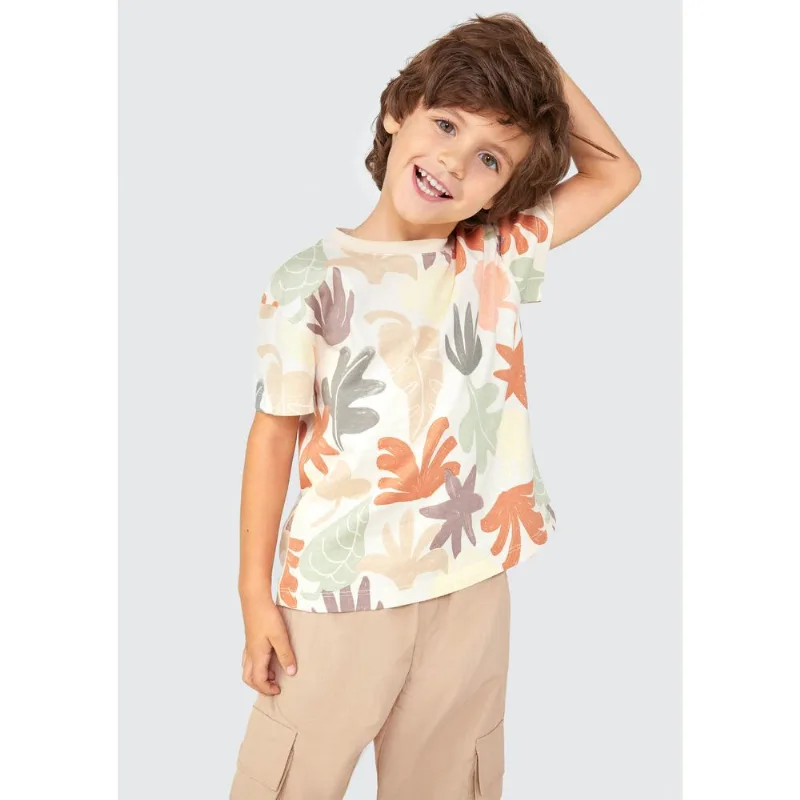 Camiseta Infantil Menino Toddler Oversized - Bege 002