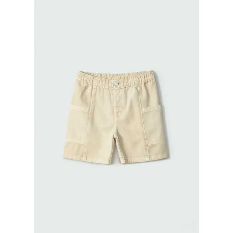 Bermuda Menino Toddler Em Sarja - Bege 001