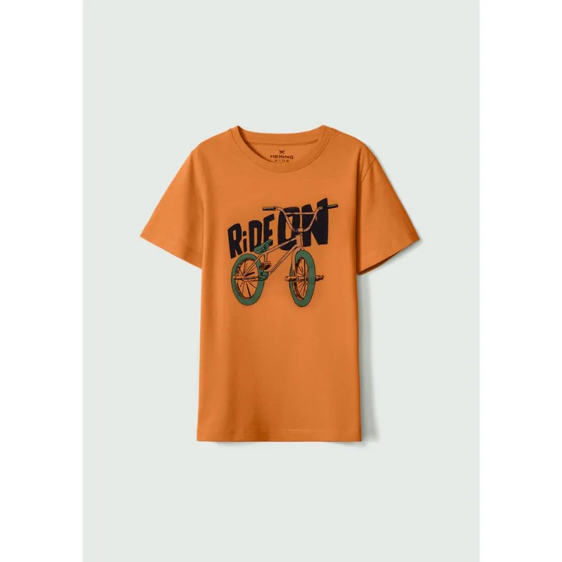 Camiseta Infantil Menino Manga Curta Com Estampa - Laranja 012