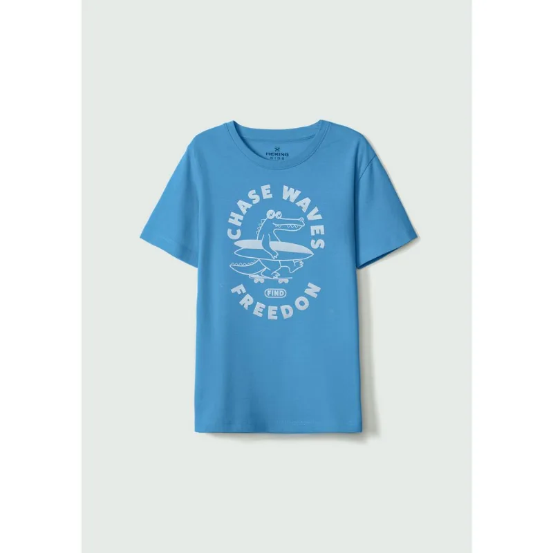 Camiseta Infantil Menino Manga Curta Com Estampa - Azul 012