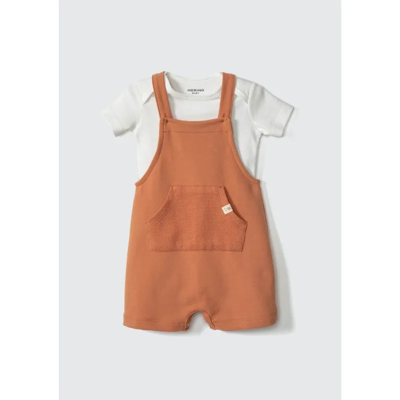 Conjunto Bebê Menino Com Jardineira - Off white 09M