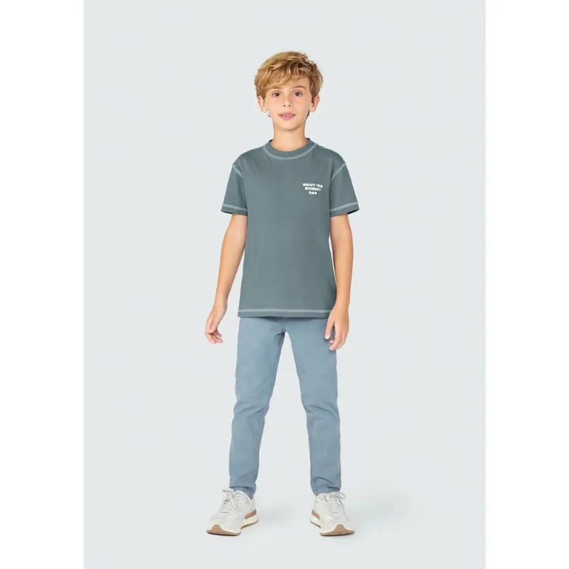 Calça Infantil Menino Slim Em Sarja - Cinza 010