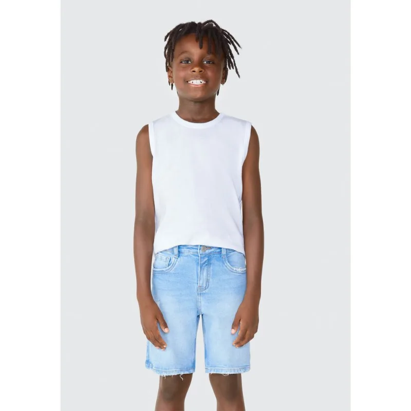 Bermuda Jeans Infantil Menino Regular - Azul 012