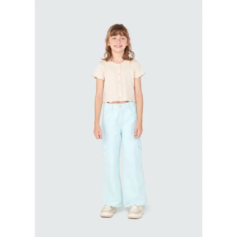 Calça Infantil Menina Wide Leg - Azul 012