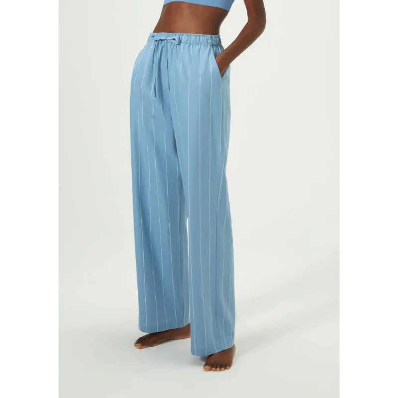 Calça Feminina Cintura Alta Listrada - Azul P