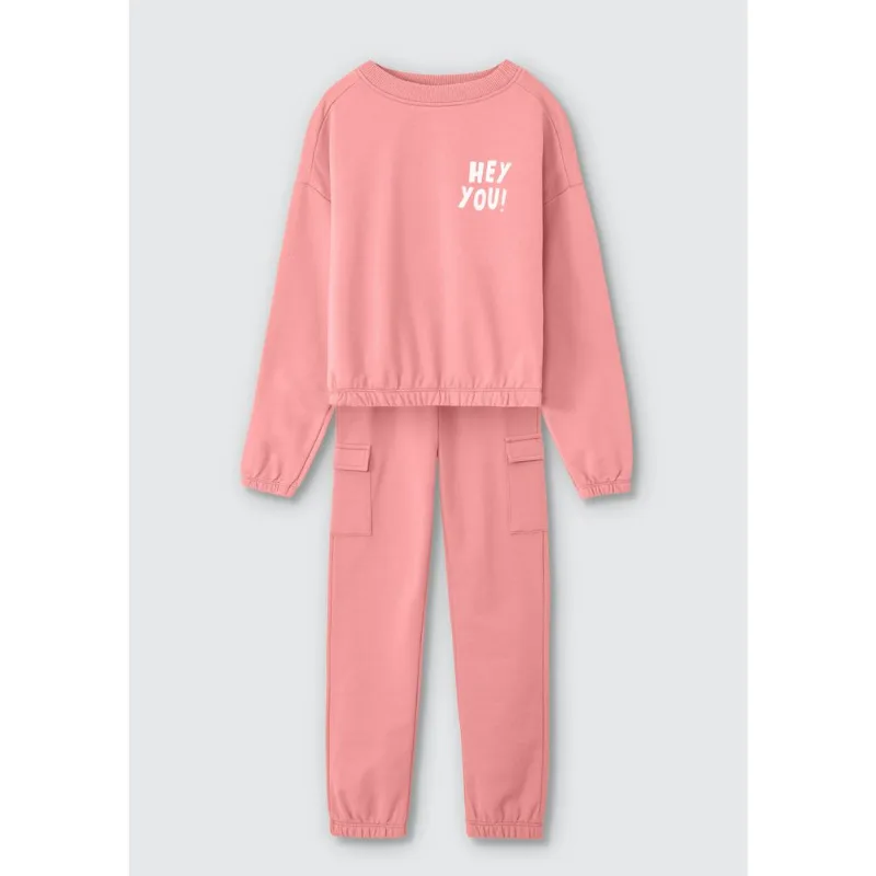 Conjunto Infantil Menina Longo Em Moletom Peluciado - Rosa 012