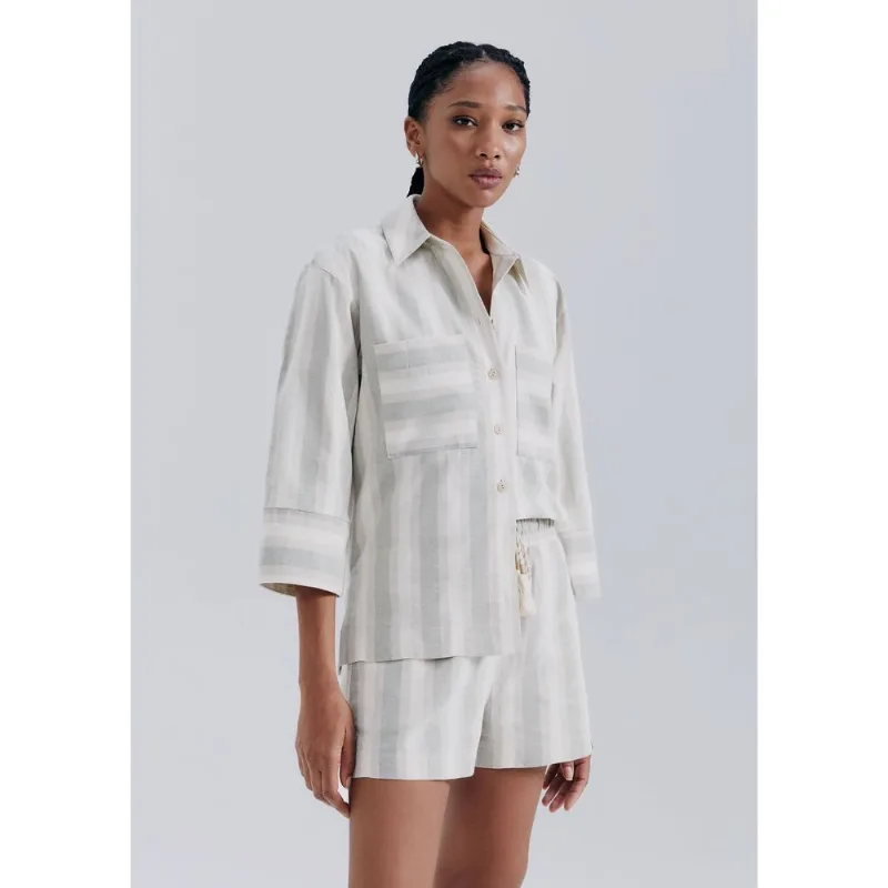 Camisa Feminina Manga Longa Listrada - Verde G