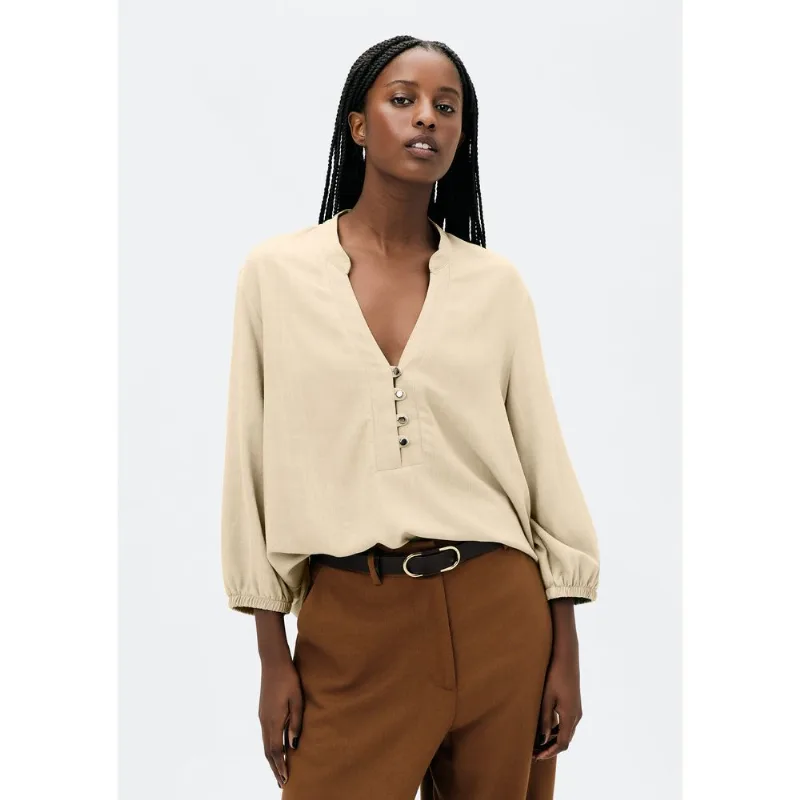 Blusa Básica Feminina Manga 7/8 Bufante - Amarelo M