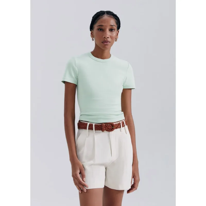 Blusa Feminina Manga Curta Slim Em Ribana - Verde G