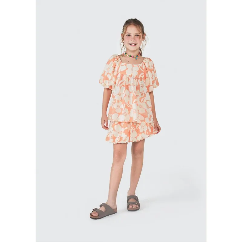 Blusa Infantil Menina Estampada Balonê - Laranja 010