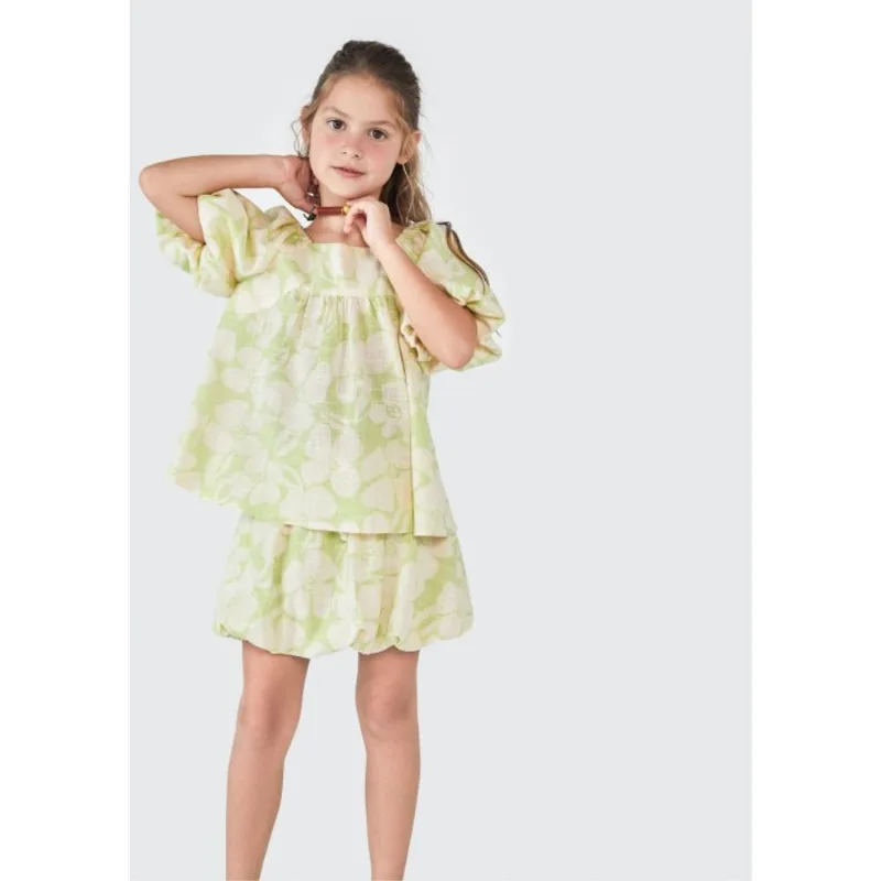 Blusa Infantil Menina Estampada Balonê - Verde 012