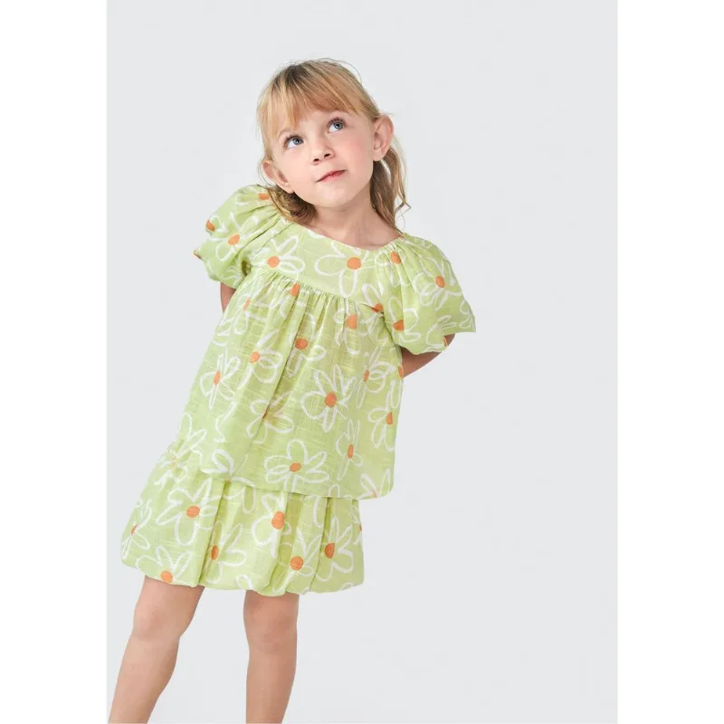 Blusa Bata Infantil Menina Toddler Estampada - Verde 002