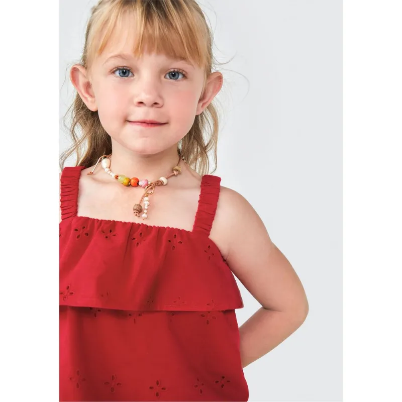 Blusa Bata Infantil Menina Toddler Com Babado - Vermelho 003