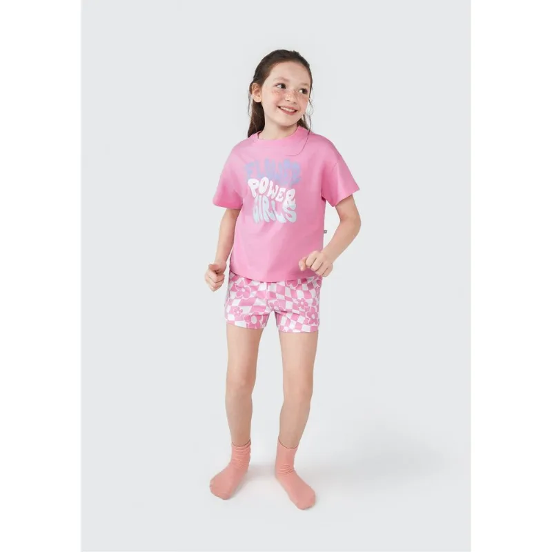 Conjunto Infantil Menina Curto Estampado - Rosa 012
