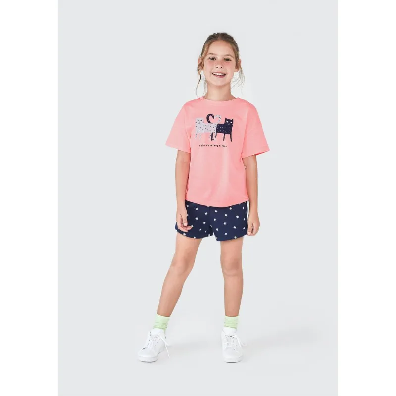 Conjunto Infantil Menina Curto Estampado - Rosa 014
