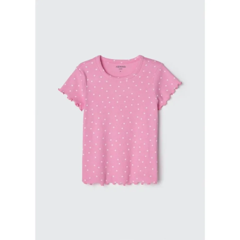 Blusa Infantil Menina Manga Curta Em Ribana Estampada - Rosa 008