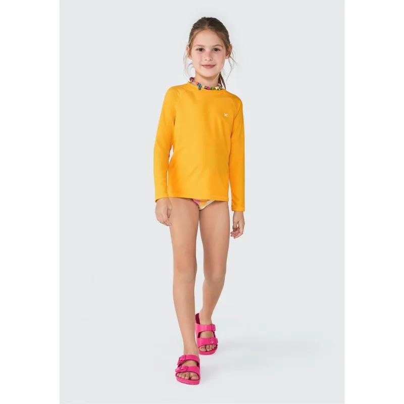 Camiseta Infantil Unissex Manga Longa Com Proteção Solar - Amarelo 002