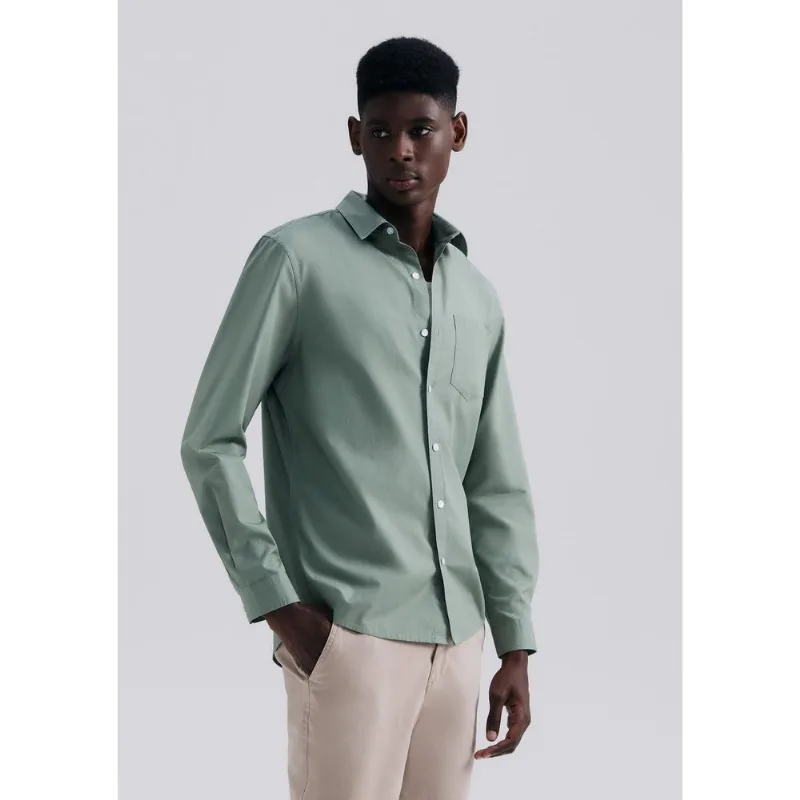 Camisa Básica Masculina Manga Longa Slim - Verde M