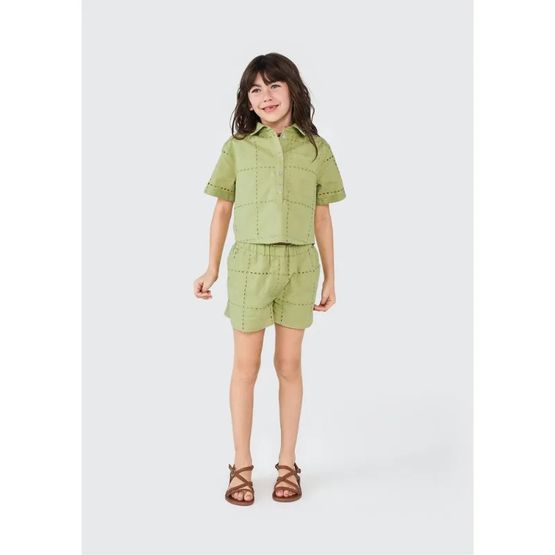 Blusa Cropped Infantil Menina Em Laise - Verde 010